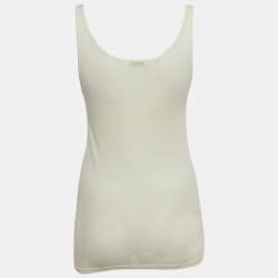 Saint Laurent Cream Rib Knit Tank Top XS