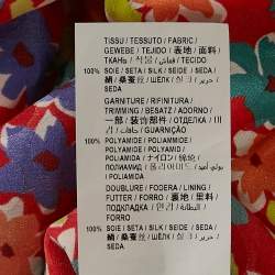 Pre Owned Saint Laurent Red Floral Print Silk One Shoulder Ruffled Mini Dress M