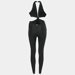 Pre Owned Saint Laurent Paris Black Jersey Knot Detail Halter Neck Jumpsuit S