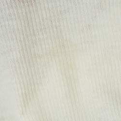 Saint Laurent Paris Cream Rib Knit Semi Sheer Tank Top M