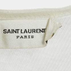 Saint Laurent Paris Cream Rib Knit Semi Sheer Tank Top M
