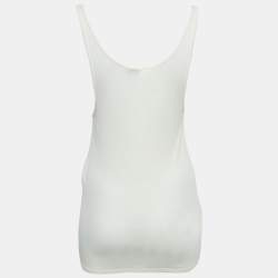 Saint Laurent Paris Cream Rib Knit Semi Sheer Tank Top M