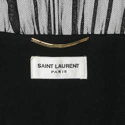 Pre Owned Saint Laurent Paris Black Sheer Silk Elongated Sleeve Wrap Maxi Dress M
