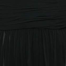 Pre Owned Saint Laurent Paris Black Sheer Silk Elongated Sleeve Wrap Maxi Dress M