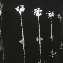 Saint Laurent Black Printed Cotton Crew Neck T-Shirt L