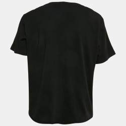 Saint Laurent Black Printed Cotton Crew Neck T-Shirt L