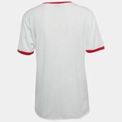 Pre Owned Saint Laurent White Universite Print Jersey T-Shirt S