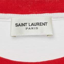 Pre Owned Saint Laurent White Universite Print Jersey T-Shirt S