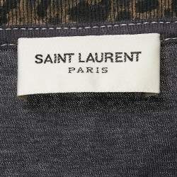 Saint Laurent Brown Animal Print Cotton Crew Neck T-Shirt M