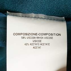 Pre Owned Saint Laurent Paris Blue Crepe Tie-Up Neck Detail Mini Dress L