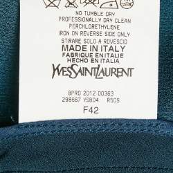 Pre Owned Saint Laurent Paris Blue Crepe Tie-Up Neck Detail Mini Dress L