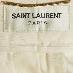 Saint Laurent Cream Wool Slim Fit Trousers S