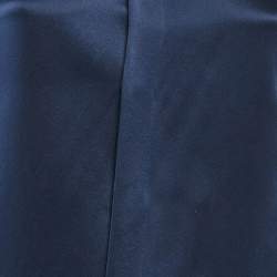 Saint Laurent Paris Blue Leather Trim Satin Silk Shirt S