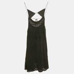 Saint Laurent Black Crepe Cut-Out Midi Dress S