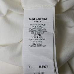 Saint Laurent Off-White Logo Print Cotton Crew Neck T-Shirt XS