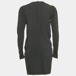 Saint Laurent Black Crepe Plunging Neck Mini Dress M