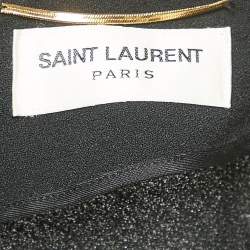 Saint Laurent Black Crepe Plunging Neck Mini Dress M