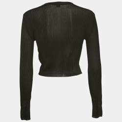 Saint Laurent Paris Black Jersey Long Sleeve Top S