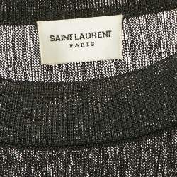 Saint Laurent Paris Black Jersey Long Sleeve Top S