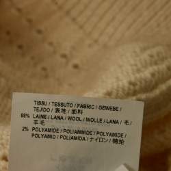Saint Laurent Cream Pointelle Knit Crop Fisherman Sweater XS