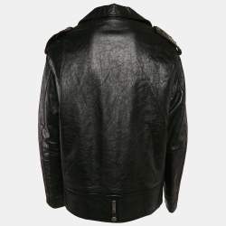 Pre Owned Saint Laurent Black Leather Zip-Up Jacket S