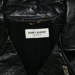 Pre Owned Saint Laurent Black Leather Zip-Up Jacket S