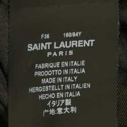 Saint Laurent Paris Black Faux Fur Double Breasted Coat S