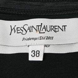 Saint Laurent Paris Black Crepe Lurex Trim Detail Short Dress M