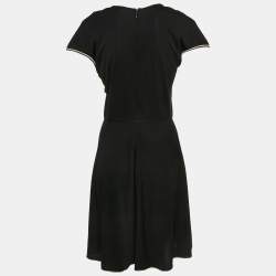 Saint Laurent Paris Black Crepe Lurex Trim Detail Short Dress M