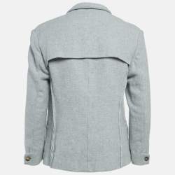 Saint Laurent Vintage Paris Grey Wool Single Breasted Coat L