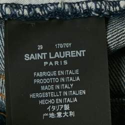 Saint Laurent Blue Denim Raw-Edge Detail Shorts M