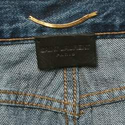 Saint Laurent Blue Denim Raw-Edge Detail Shorts M