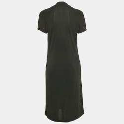 Saint Laurent Vintage Black Jersey Twist Detail Short Dress L