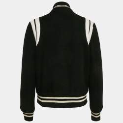 Saint Laurent Paris Black Wool Varsity Jacket M