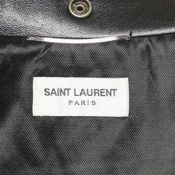 Saint Laurent Black Leather Studded Zip-Up Biker Jacket XL