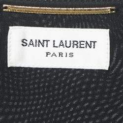 Saint Laurent Paris Black Jersey Draped Blouse and Skirt Set S/M