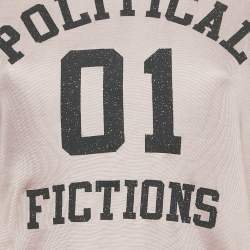 Saint Laurent Pink Varsity Print Jersey Crop T-Shirt S