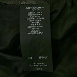 Pre Owned Saint Laurent Paris Black Leather Button Front Knee Length Skirt S