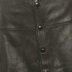 Pre Owned Saint Laurent Paris Black Leather Button Front Knee Length Skirt S