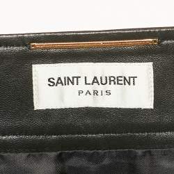 Pre Owned Saint Laurent Paris Black Leather Button Front Knee Length Skirt S