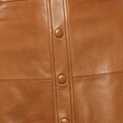 Pre Owned Saint Laurent Paris Light Brown Leather Button Front Knee Length Skirt S