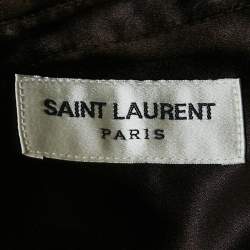 Saint Laurent Paris Brown Satin Long Sleeve Shirt S
