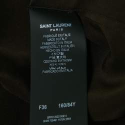 Saint Laurent Paris Brown Satin Long Sleeve Shirt S