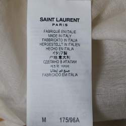 Pre Owned Saint Laurent Paris White Sheer Cotton Blend Tie-Up Detail Oversized Blouse M