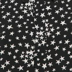 Saint Laurent Paris Black Stars Print Crepe Shirt Dress M