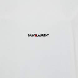 مملوكة مسبقًا Saint Laurent White Logo Print Cotton Crew Neck T-Shirt S