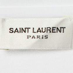 مملوكة مسبقًا Saint Laurent White Logo Print Cotton Crew Neck T-Shirt S