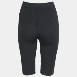 Pre Owned Saint Laurent Black Rib Knit Rider Shorts XS