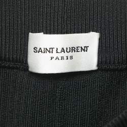 Pre Owned Saint Laurent Black Rib Knit Rider Shorts XS