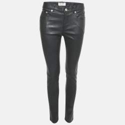 Saint Laurent Paris Black Leather Skinny Pants L